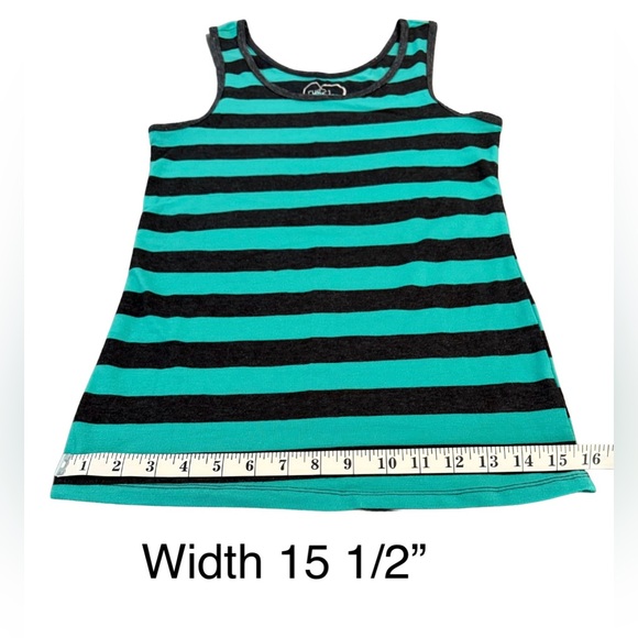 Women’s Rue-21 Cotton & Spandex Tank Top, Green & Black Striped - Picture 9 of 14